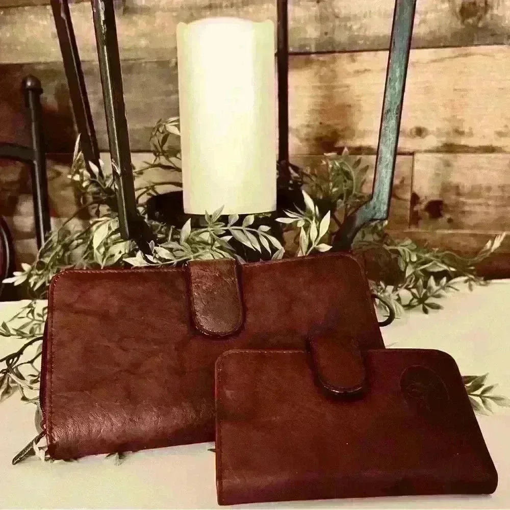 Burton Brown Leather Wallet Set
